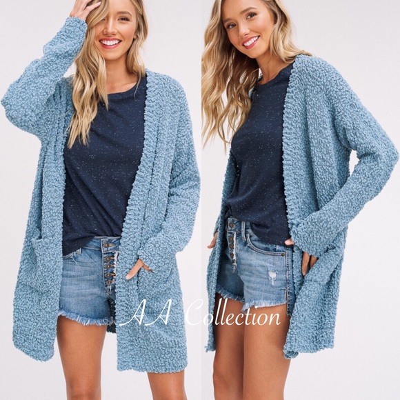 knit open front cardigan soft long sleeves - Picture 2 of 6